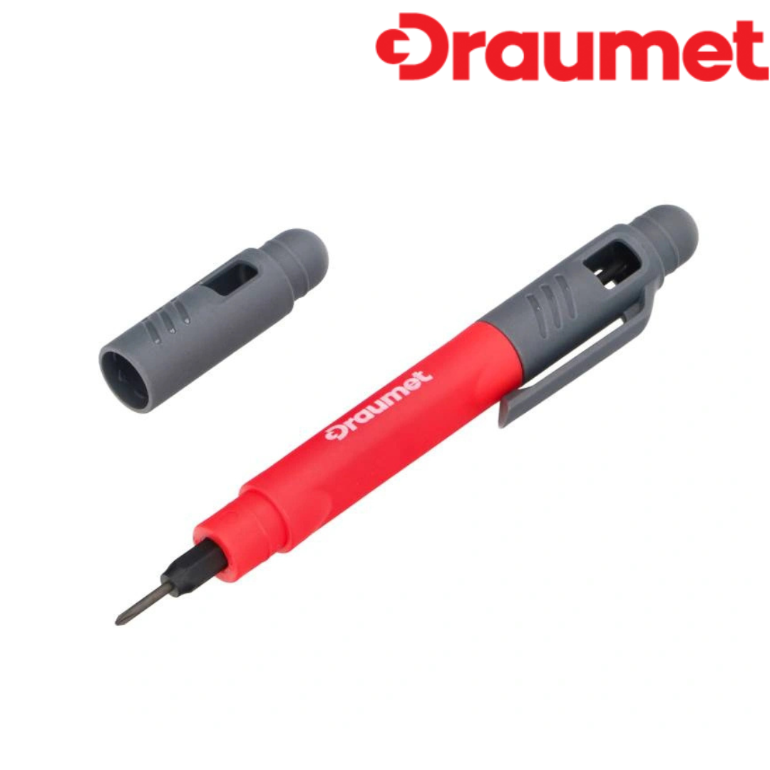 D342-49 DRAUMET ճշգրիտ պտուտակահան փոխարինվող ծայրերով 4-ը 1-ում հարթ 1.6 մմ-PH000, հարթ 2.0 մմ-PH00
