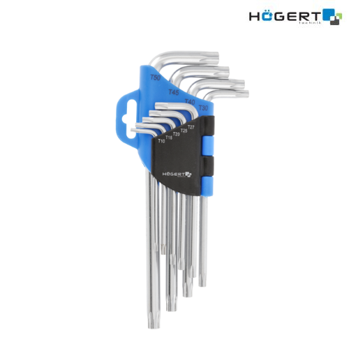 HT1W809 Երկար L-աձև TORX CrV բանալիների հավաքածու, 9 հատ