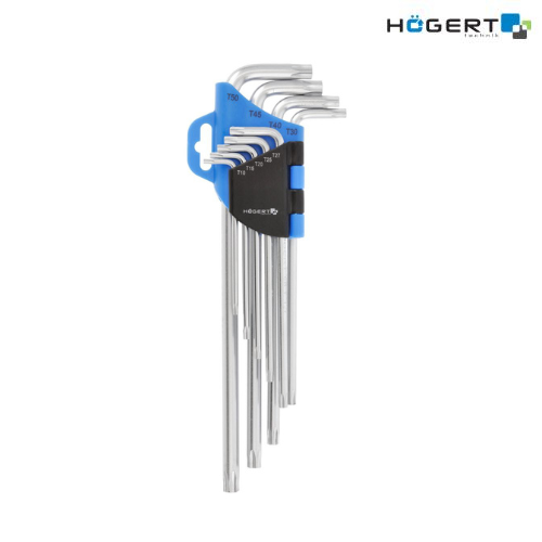 HT1W810 L-աձև գերերկար TORX CrV բանալիների հավաքածու, 9 հատ